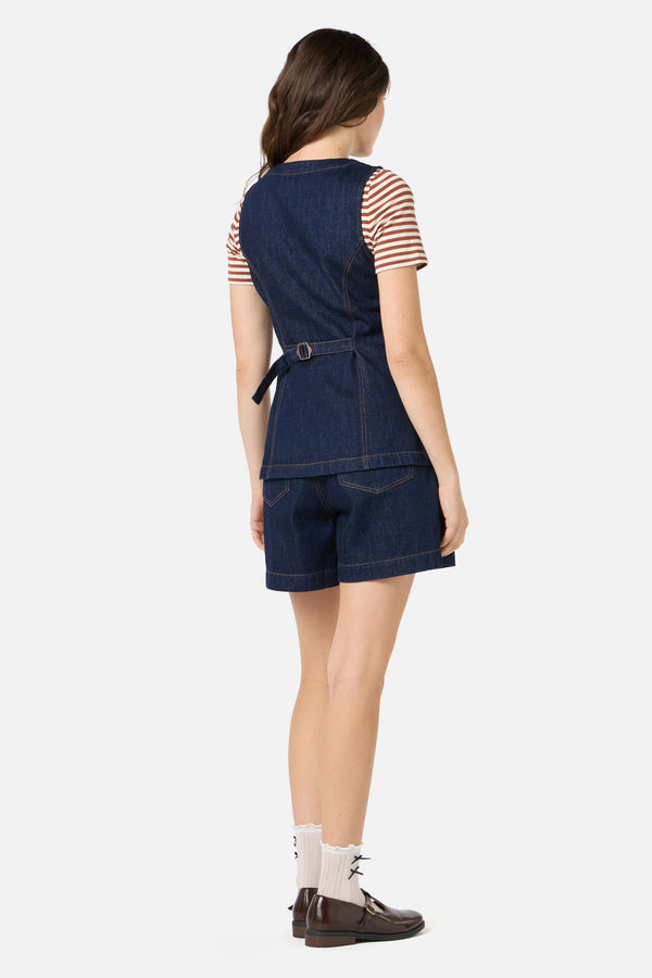Princess Highway - Jillian Long Denim Vest - dark-denim