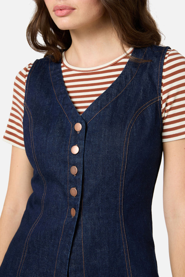 Princess Highway - Jillian Long Denim Vest - dark-denim