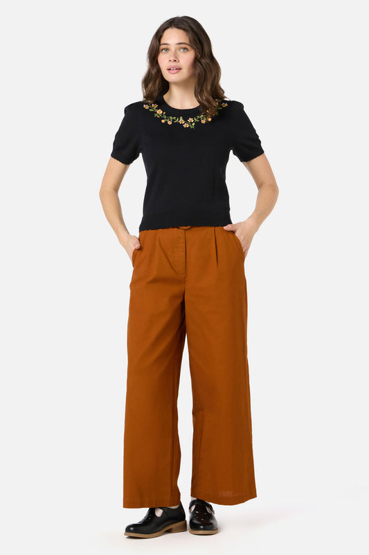 Princess Highway - Alyssa Embroidered Knit Top - black
