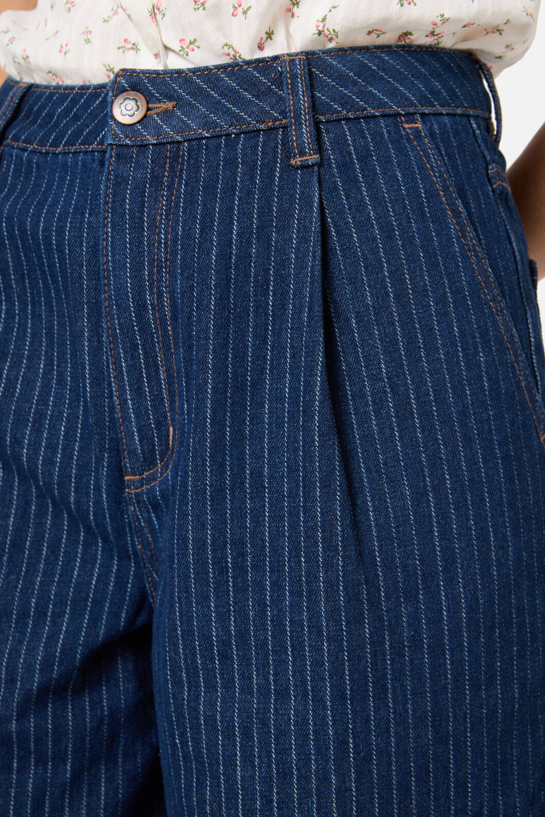 Princess Highway - Pinstripe Relaxed Jean - blue-denim