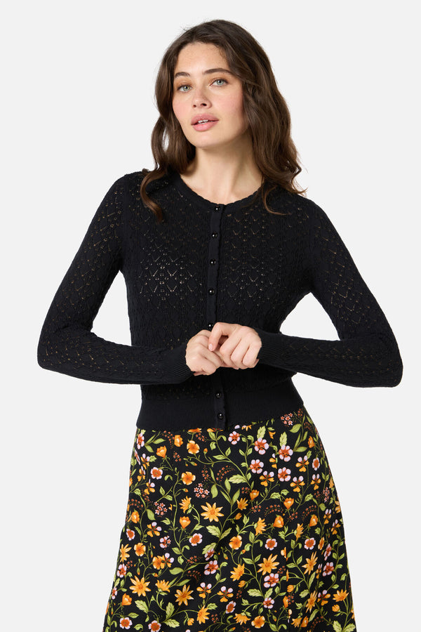 Princess Highway - Clarissa Pointelle Cardigan - black