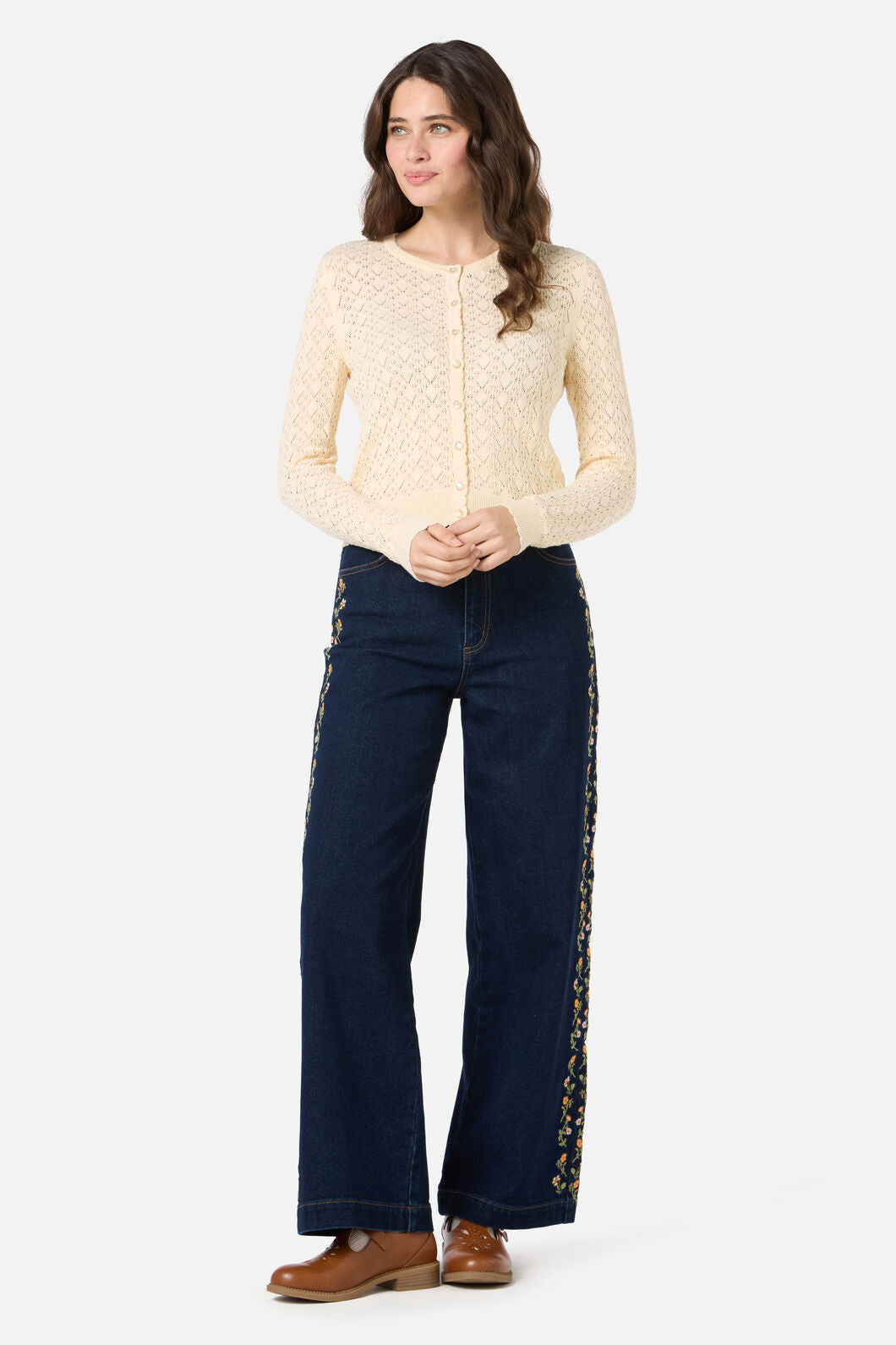 Princess Highway - Clarissa Pointelle Cardigan - cream