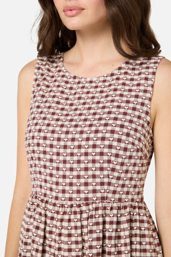 Princess Highway - Sweetheart Check Midi Dress - chocolate