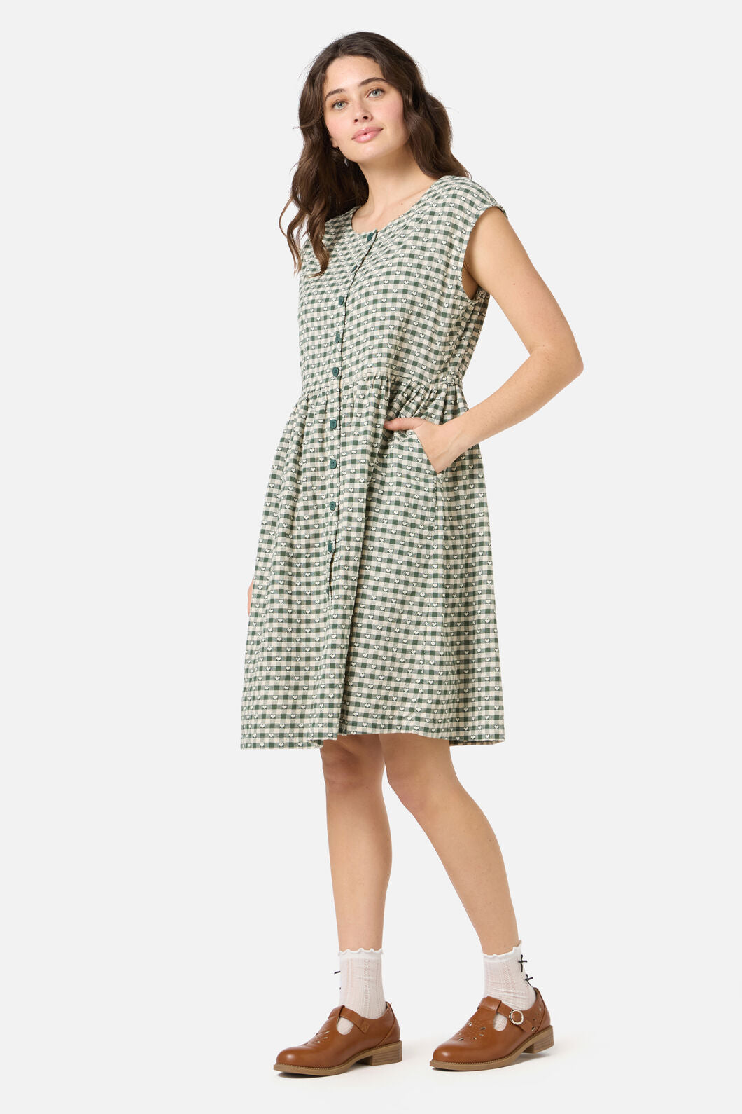 Princess Highway - Sweetheart Smock Dress - green
