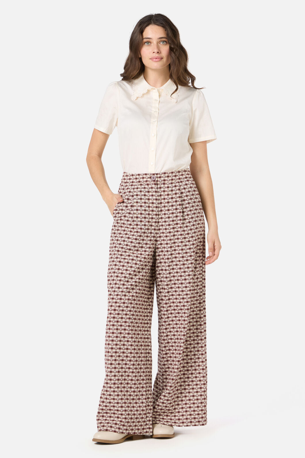 Princess Highway - Sweetheart Check Pant - chocolate