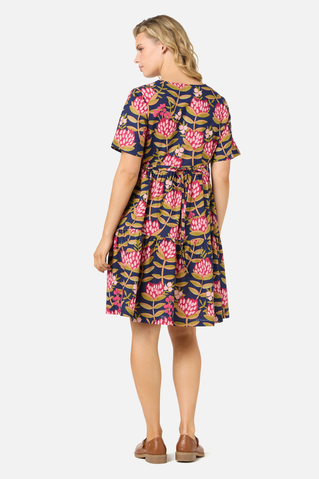 Princess Highway - Protea Flower Smock Dress - navy