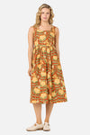 Princess Highway - Protea Flower Midi Dress - rust