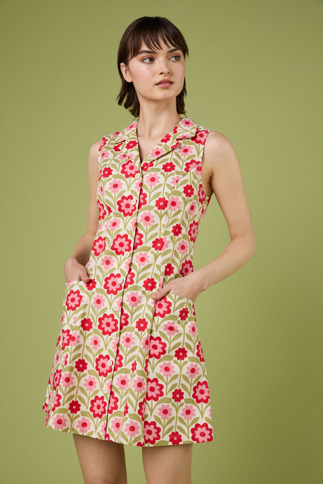 Princess Highway - Cleo Geo Mini Collared Dress - cream