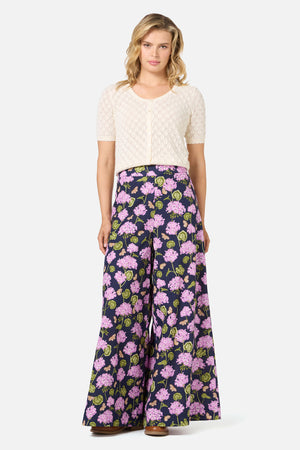 Princess Highway - Geranium Flower Wide Leg Pant - navy