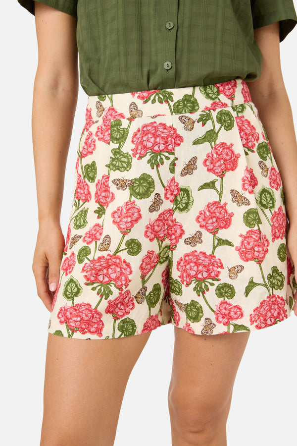 Princess Highway - Geranium Flower Short - cream