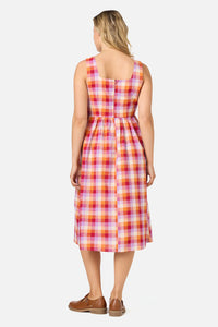 Princess Highway - Cassie Check Midi Dress - red-multi