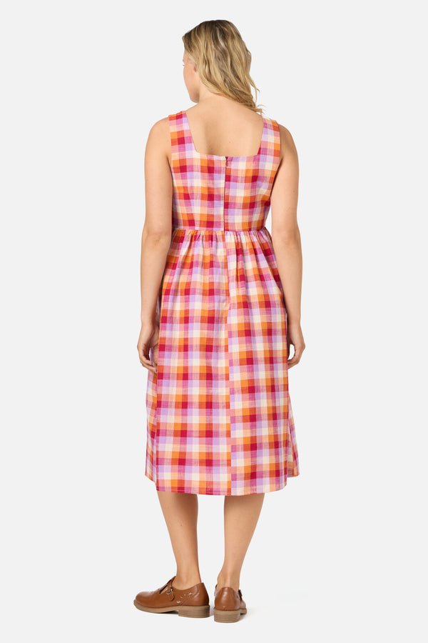 Princess Highway - Cassie Check Midi Dress - red-multi