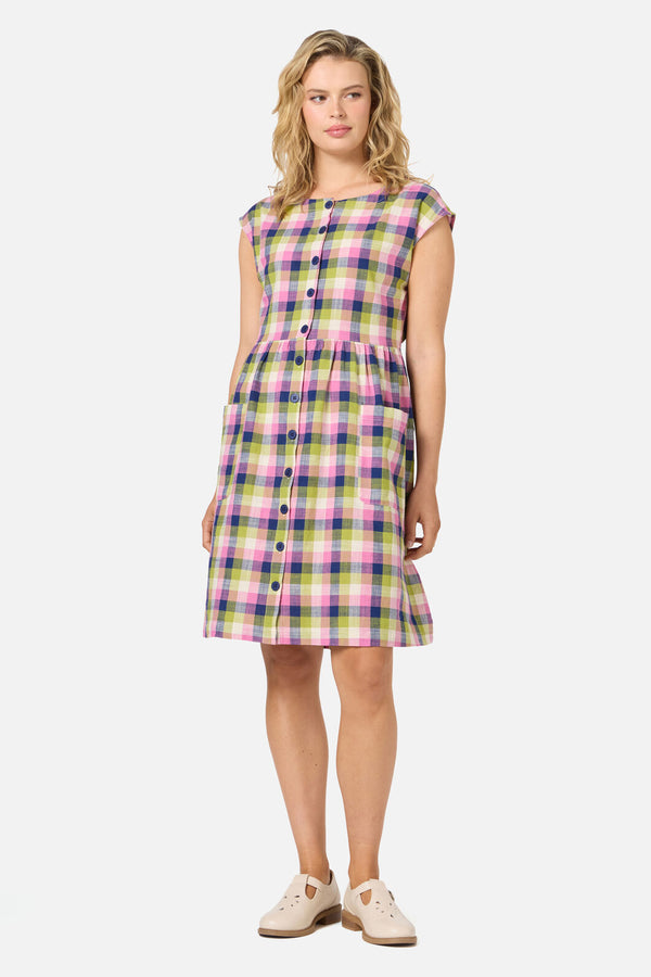 Princess Highway - Cassie Check Smock Dress - blue-multi