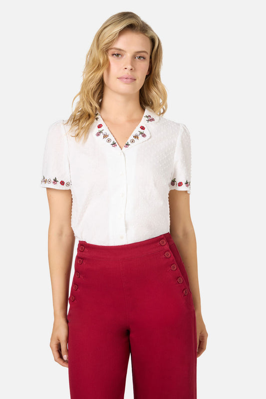 Princess Highway - Libby Bee Embroidered Blouse - cream