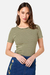 Princess Highway - Penny Stripe Tee - olive-cream