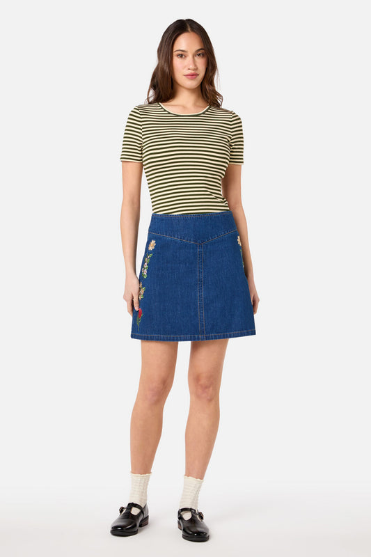 Princess Highway - Penny Stripe Tee - olive-cream