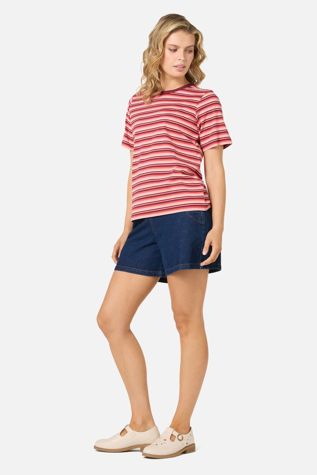 Princess Highway - Judy Retro Stripe Tee - rose