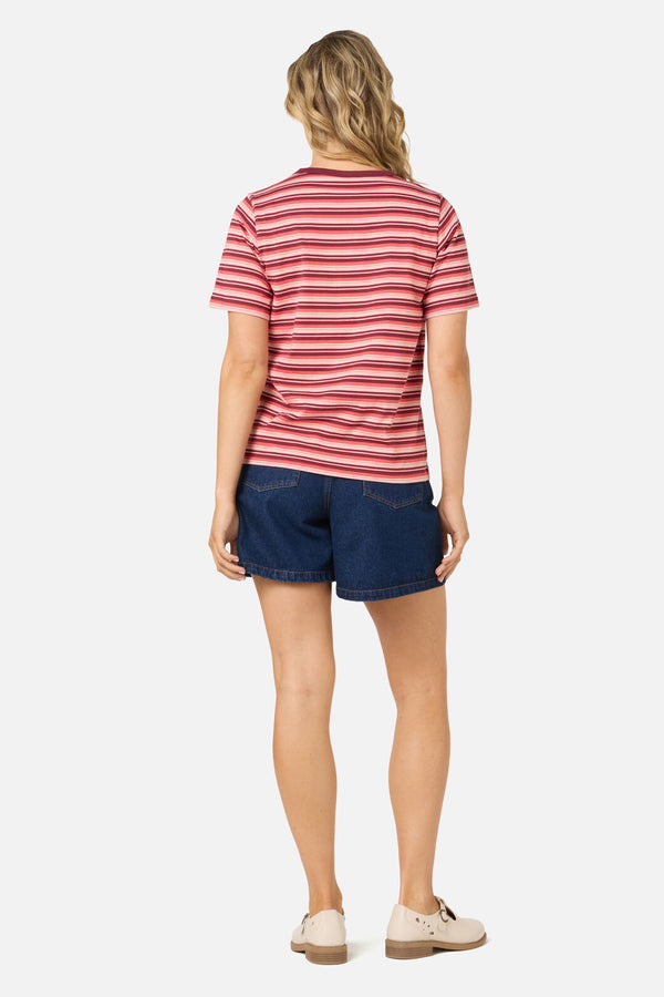 Princess Highway - Judy Retro Stripe Tee - rose