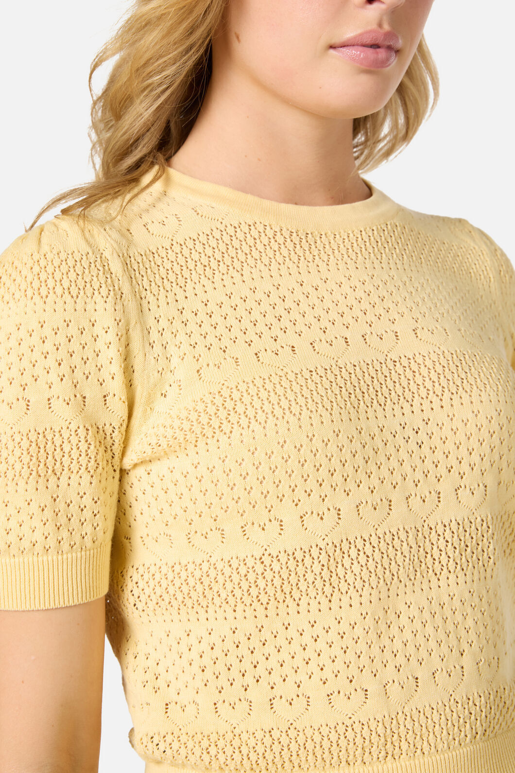 Princess Highway - Tamsin Lacey Heart Knit Top - lemon