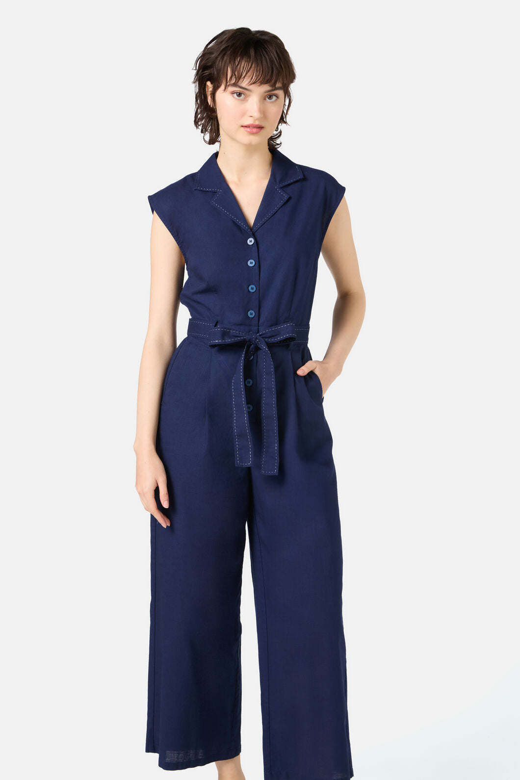 Princess Highway - Dani Collared Jumpsuit - navy