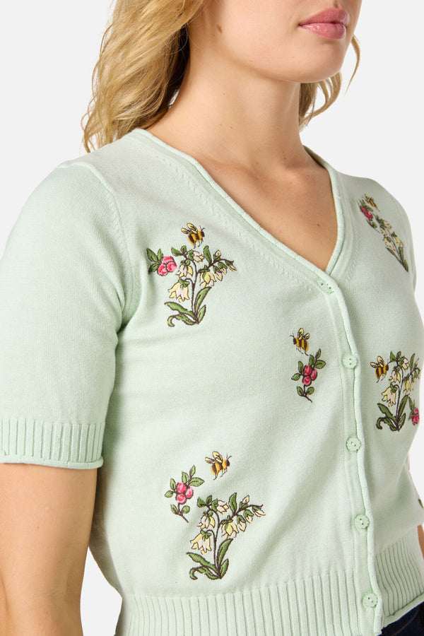 Princess Highway - Libby Bee Embroidered Cardigan - mint