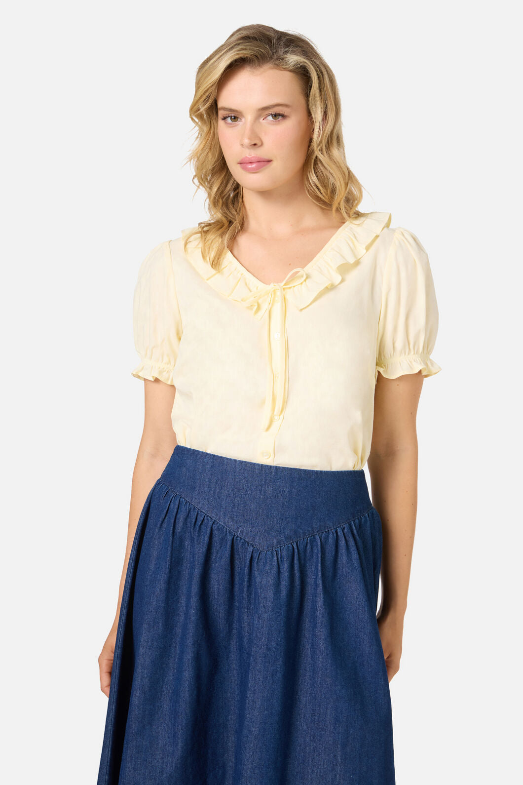 Princess Highway - Lulu Ruffle Blouse - lemon