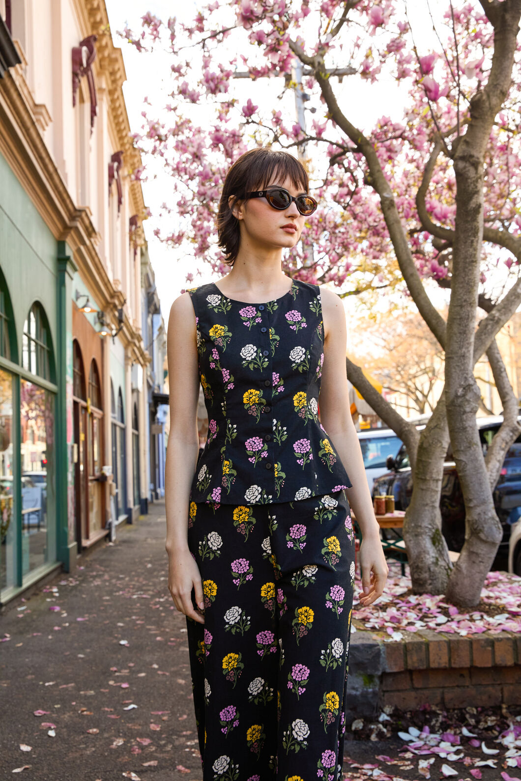 Princess Highway - Astrid Rose Button Front Top - black