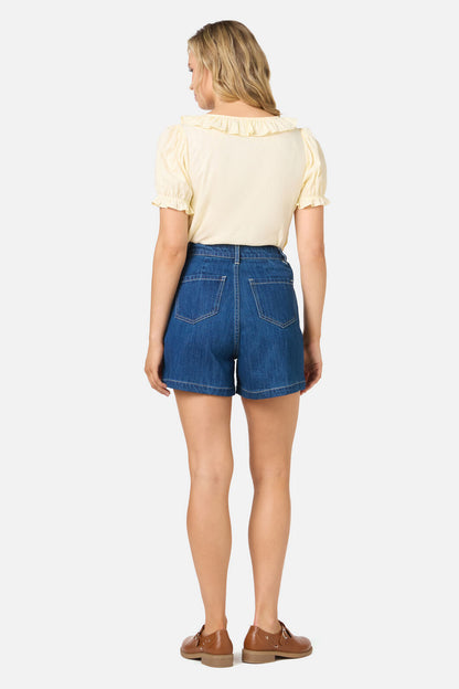 Princess Highway - Astrid Rose Embroidered Short - blue-denim