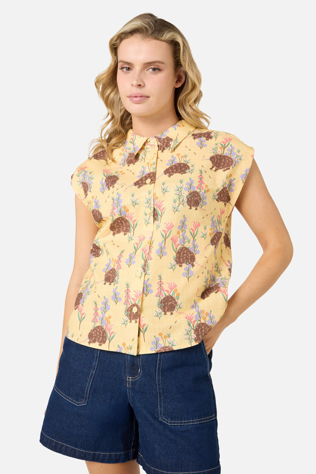 Princess Highway - Echidna Sleeveless Shirt - yellow