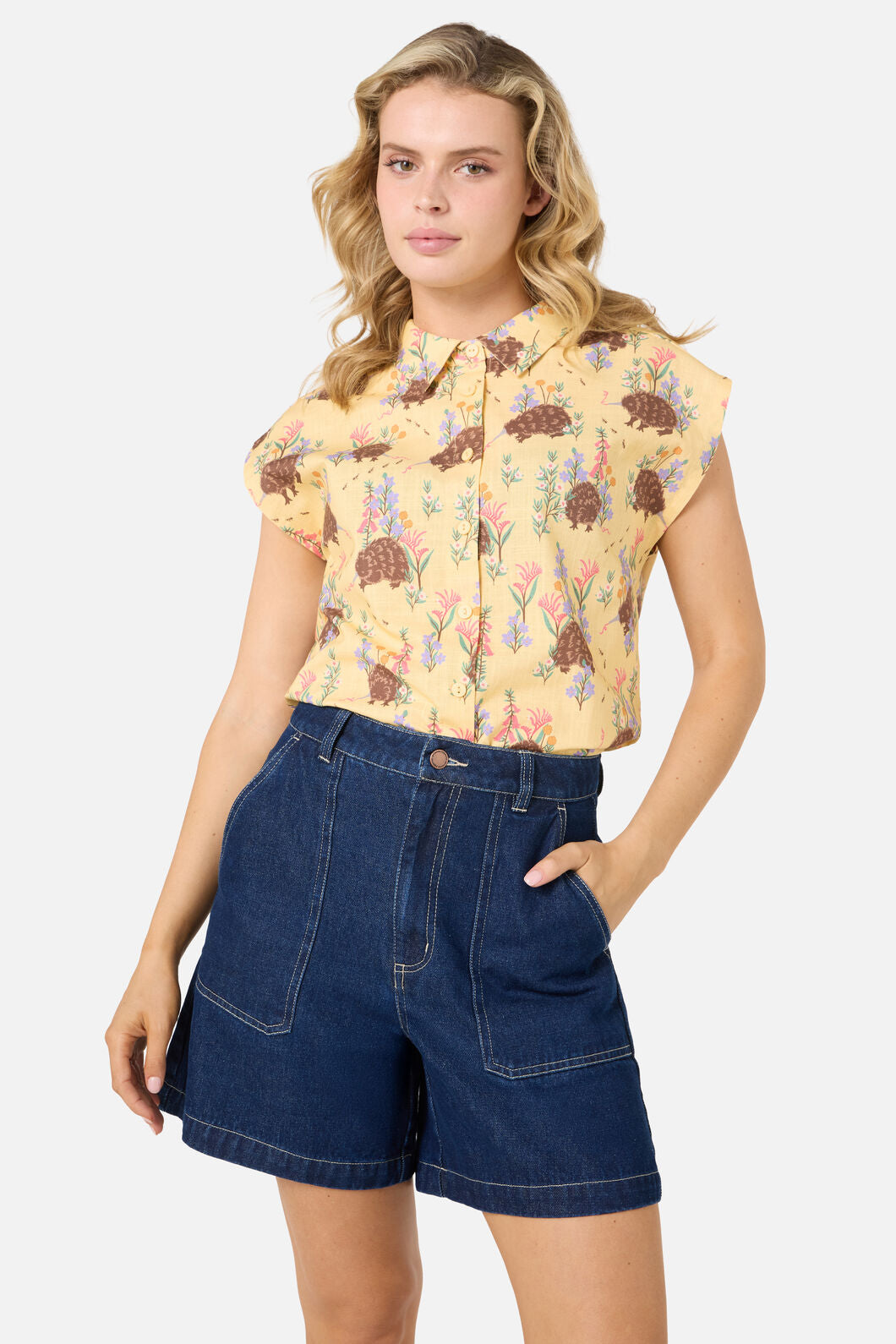 Princess Highway - Echidna Sleeveless Shirt - yellow