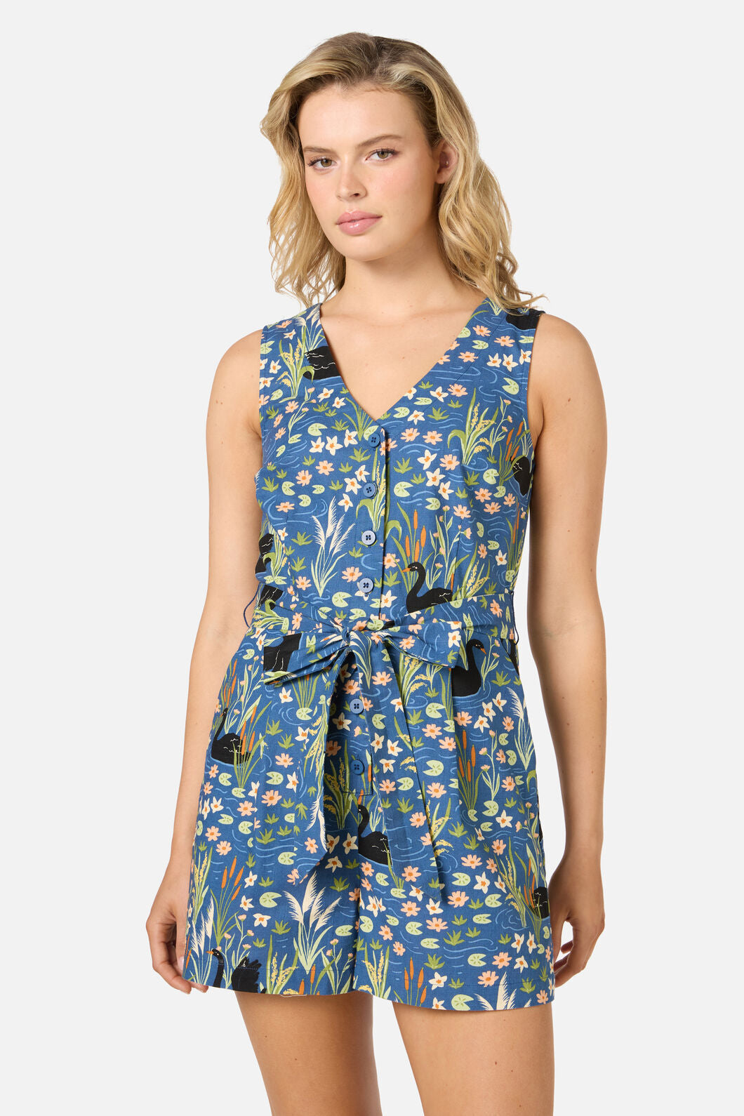 Princess Highway - Pretty Swan Playsuit - navy