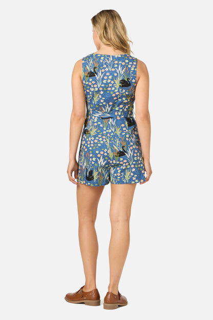 Princess Highway - Pretty Swan Playsuit - navy
