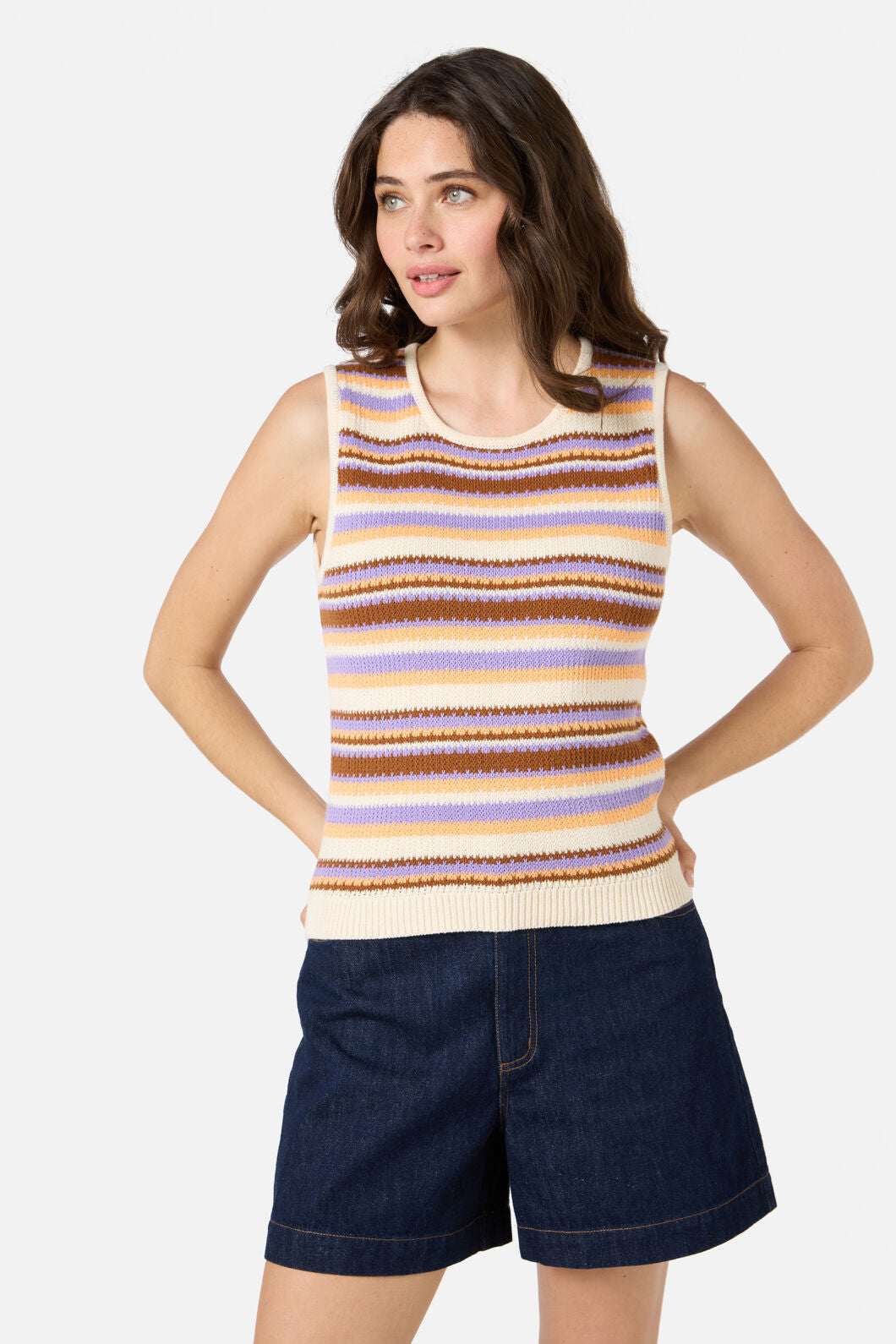 Princess Highway - Sunset Stripe Knit Tank - choco-multi