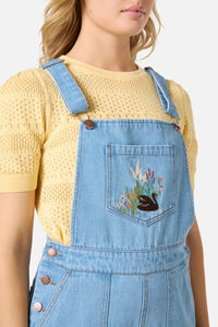 Princess Highway - Swan Embroidered Overall - blue-denim