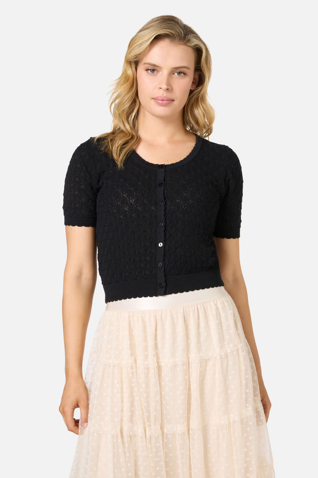 Princess Highway - Lacey Short Sleeve Cardigan - black