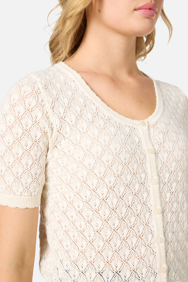 Princess Highway - Lacey Short Sleeve Cardigan - cream