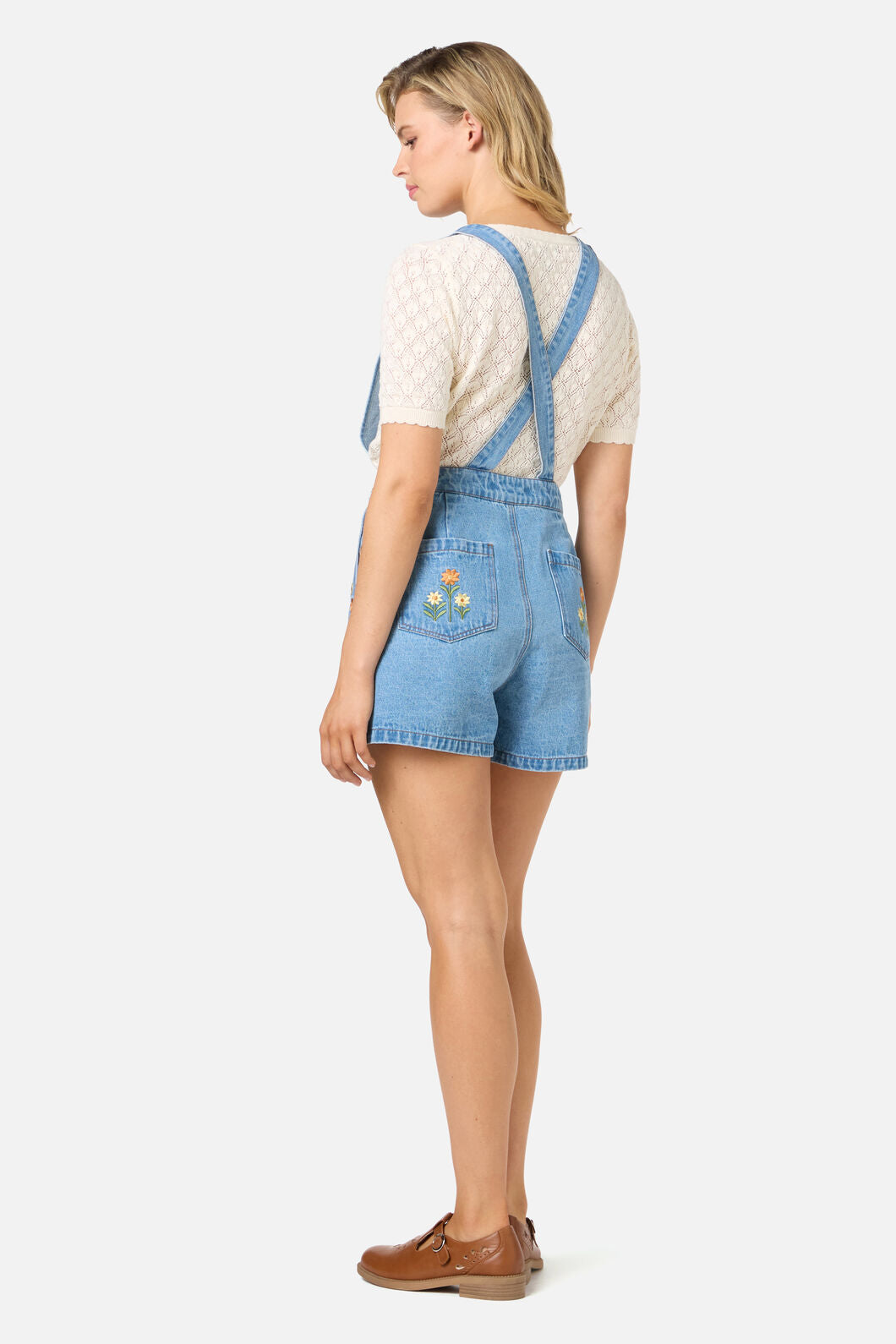 Princess Highway - Cleo Embroidered Short Overall - blue-denim