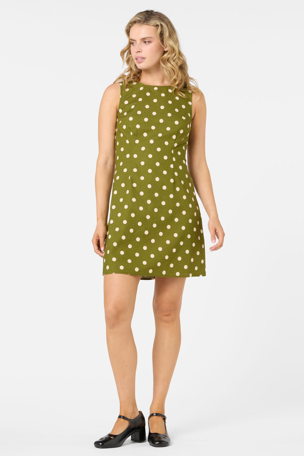 Princess Highway - Polka Dot Shift Mini Dress - olive