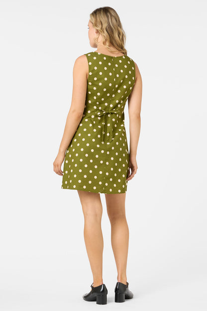 Princess Highway - Polka Dot Shift Mini Dress - olive