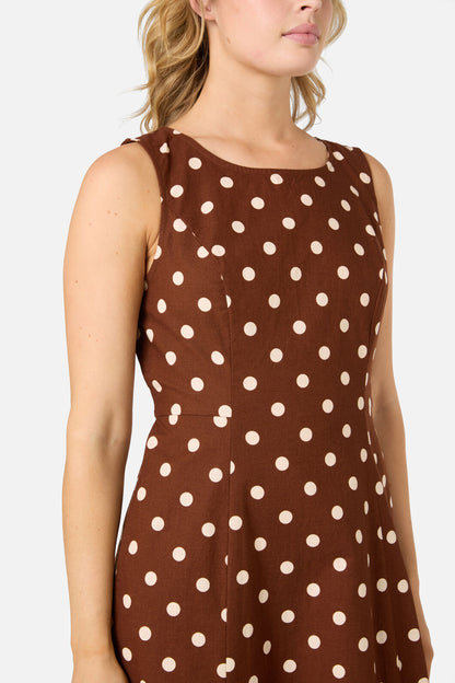 Princess Highway - Polka Dot Midi Dress - chocolate