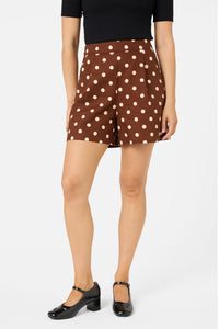 Princess Highway - Polka Dot A Line Shorts - chocolate