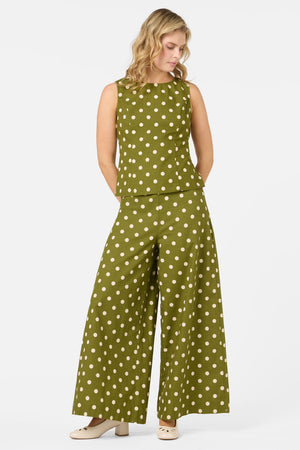 Princess Highway - Polka Dot Wide Leg Pant - olive