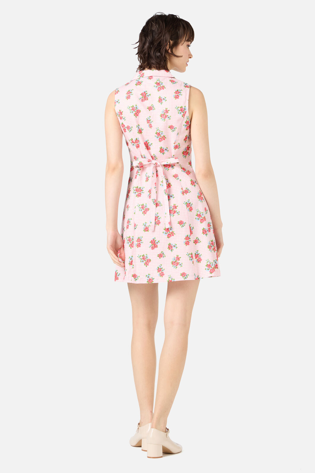 Princess Highway - Gingham Floral Shirt Dress - pink