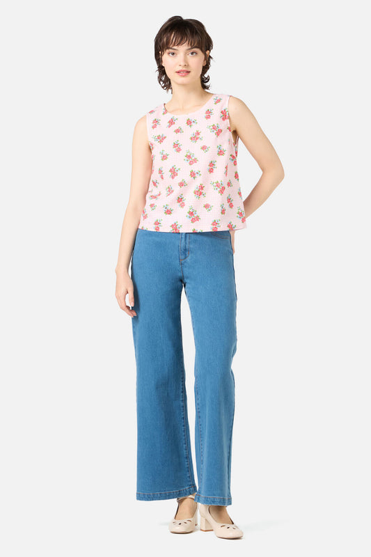 Princess Highway - Gingham Floral Shell Top - pink
