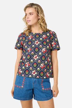 Princess Highway - Judy Short Sleeve Top - navy