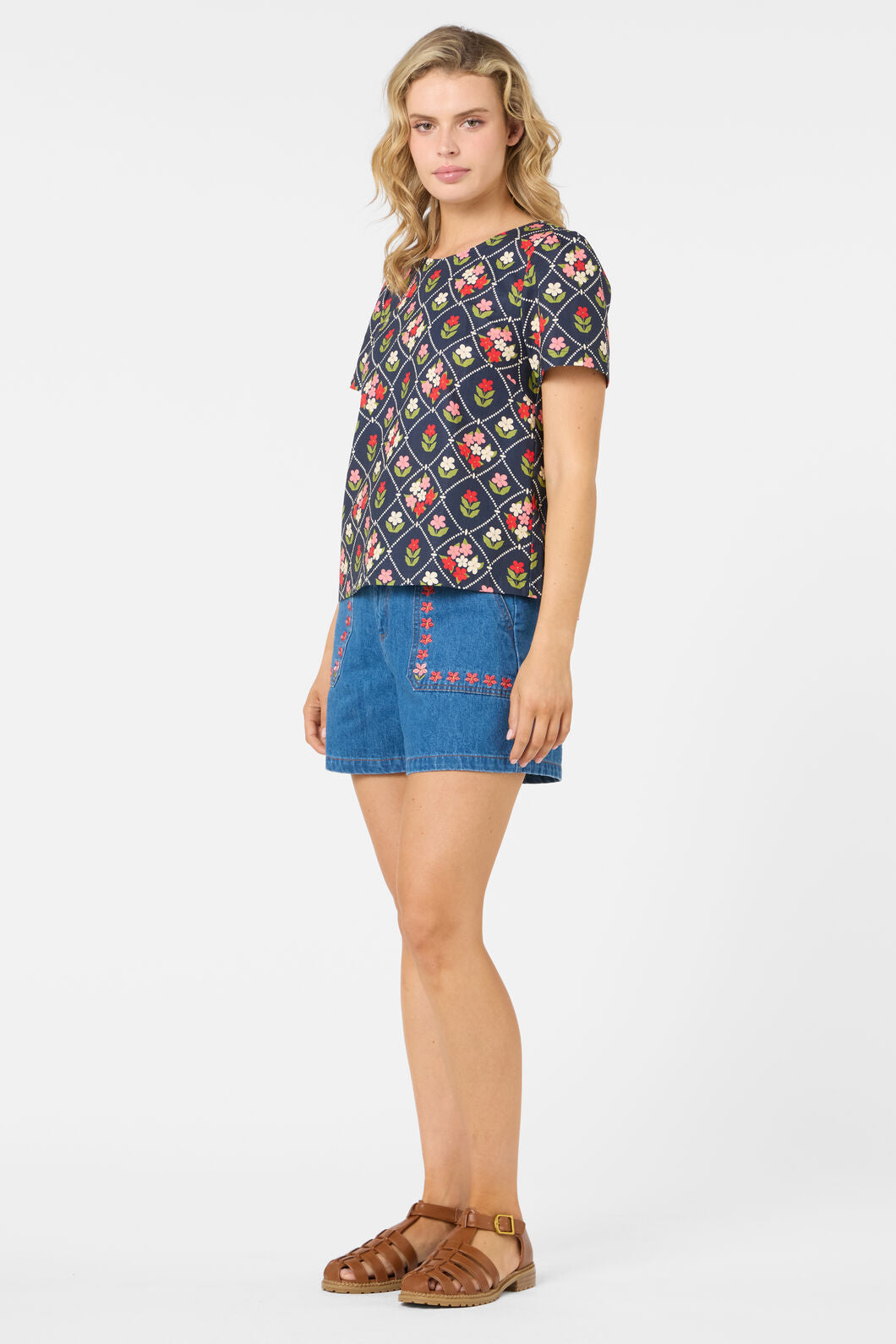 Princess Highway - Judy Short Sleeve Top - navy