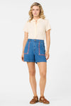 Princess Highway - Flower Girl Embroidered Shorts - blue-denim