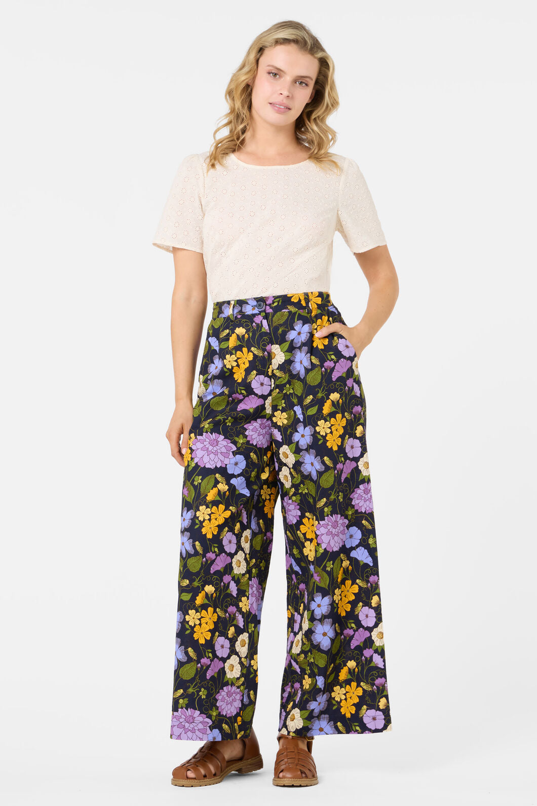 Princess Highway - Grasshopper Floral Pant - navy