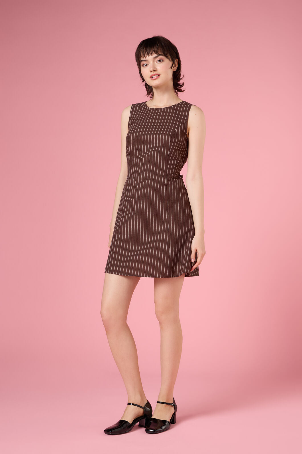 Princess Highway - Frankie Pinstripe Shift Dress - chocolate