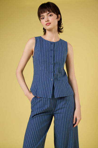Princess Highway - Frankie Pinstripe Vest Top - navy